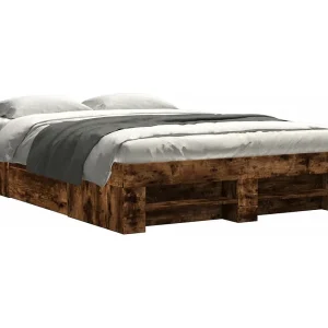 Bedframe zonder matras hout gerookt eikenkleurig 120×200 cm