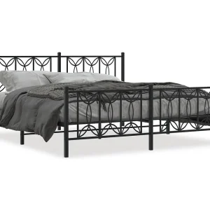 Bedframe met hoofd- en voeteneinde metaal zwart 183×213 cm