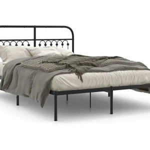 Bedframe met hoofdbord metaal zwart 140×200 cm Bedframe met hoofdbord metaal zwart 140×200 cm