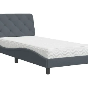 Bed met matras fluweel donkergrijs 90×190 cm Bed met matras fluweel donkergrijs 90×190 cm