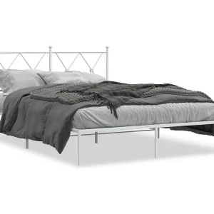 Bedframe met hoofdbord metaal wit 140×190 cm Bedframe met hoofdbord metaal wit 140×190 cm
