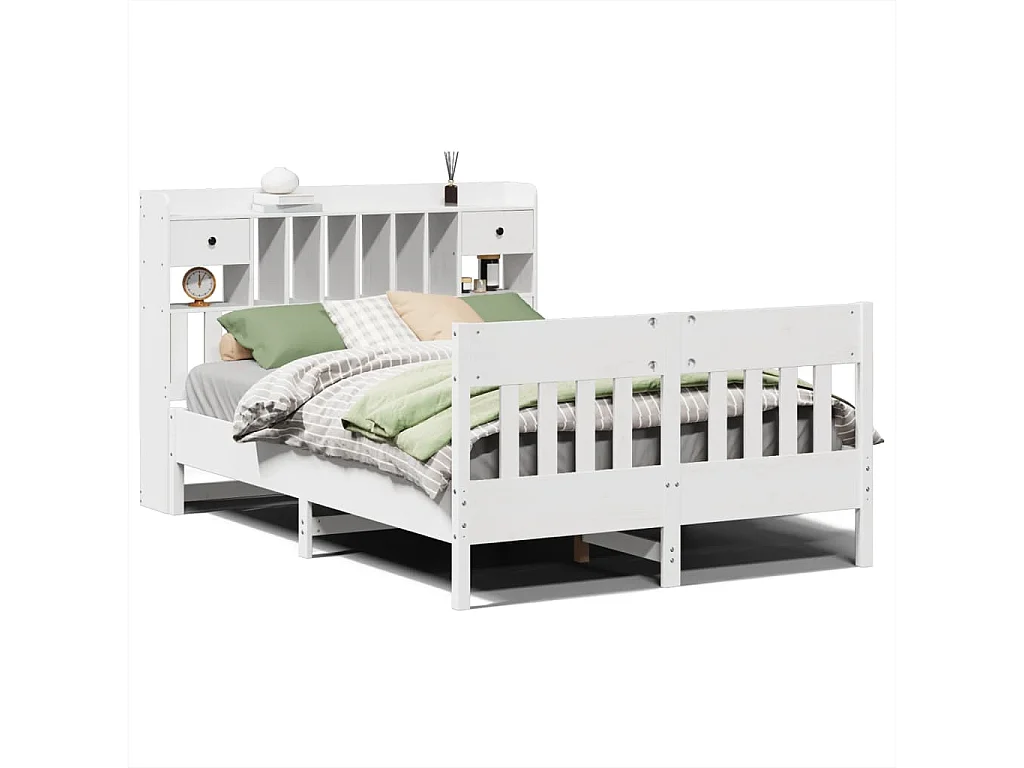 Bedframe zonder matras massief grenenhout wit 160x200 cm