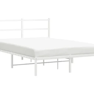 Bedframe met hoofdbord metaal wit 140×200 cm Bedframe met hoofdbord metaal wit 140×200 cm