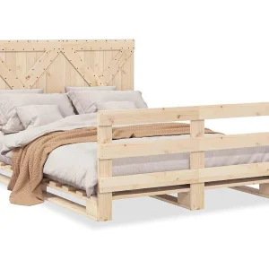 Bedframe met hoofdbord massief grenenhout 160×200 cm