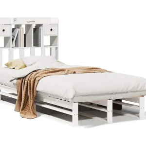 Bed met boekenkast zonder matras grenenhout wit 90×200 cm Bed met boekenkast zonder matras grenenhout wit 90×200 cm