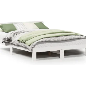Bedframe zonder matras massief grenenhout wit 135×190 cm Bedframe zonder matras massief grenenhout wit 135×190 cm