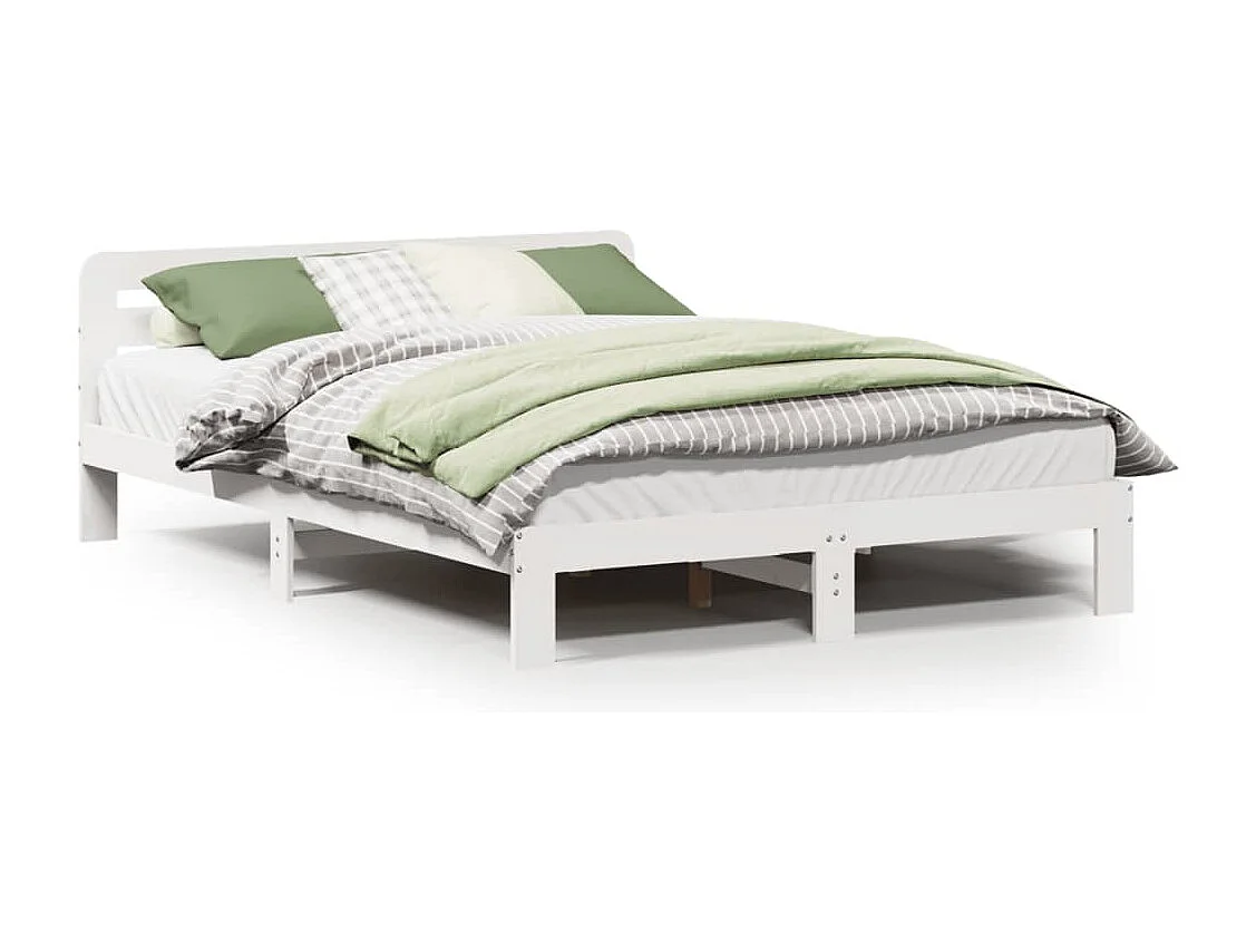 Bedframe zonder matras massief grenenhout wit 135x190 cm