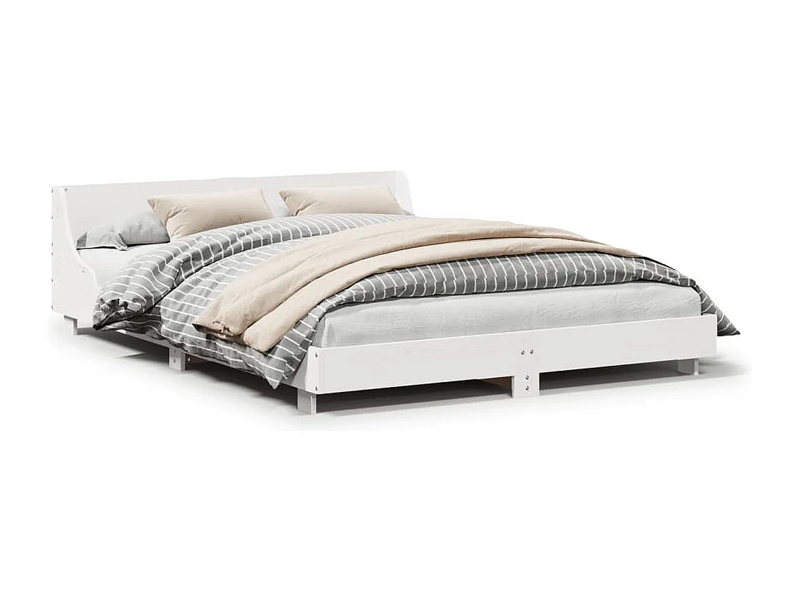 Bedframe zonder matras massief grenenhout wit 140x190 cm