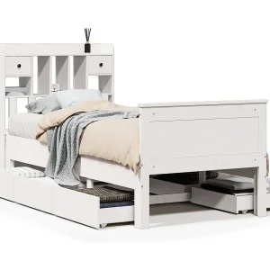 Bed met boekenkast zonder matras grenenhout wit 90×190 cm Bed met boekenkast zonder matras grenenhout wit 90×190 cm