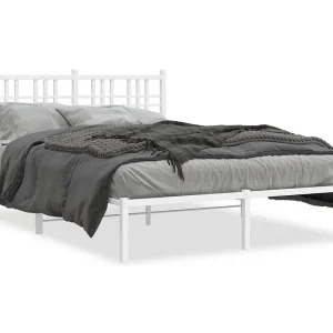 Bedframe met hoofdbord metaal wit 140×190 cm Bedframe met hoofdbord metaal wit 140×190 cm