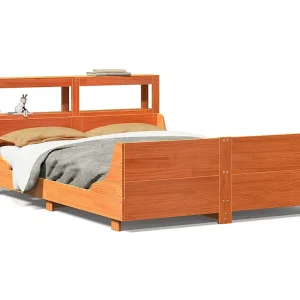 Bedframe zonder matras massief grenenhout wasbruin 135×190 cm Bedframe zonder matras massief grenenhout wasbruin 135×190 cm