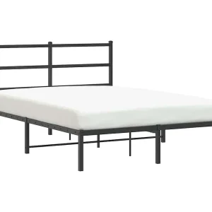 Bedframe met hoofdbord metaal zwart 140×200 cm Bedframe met hoofdbord metaal zwart 140×200 cm