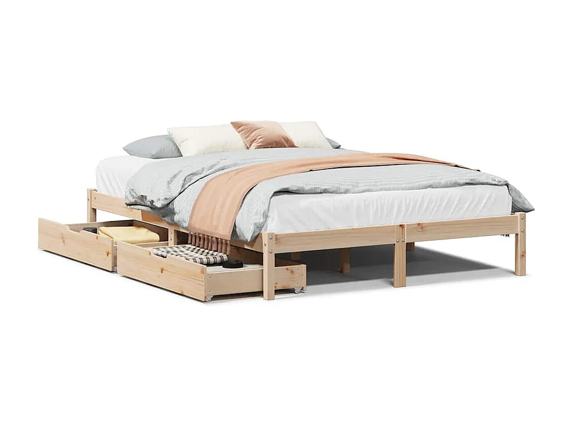 Bedframe zonder matras massief grenenhout 135x190 cm