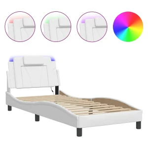 Bedframe "Viana" met LED zonder matras wit 90×190 cm Bedframe "Viana" met LED zonder matras wit 90×190 cm