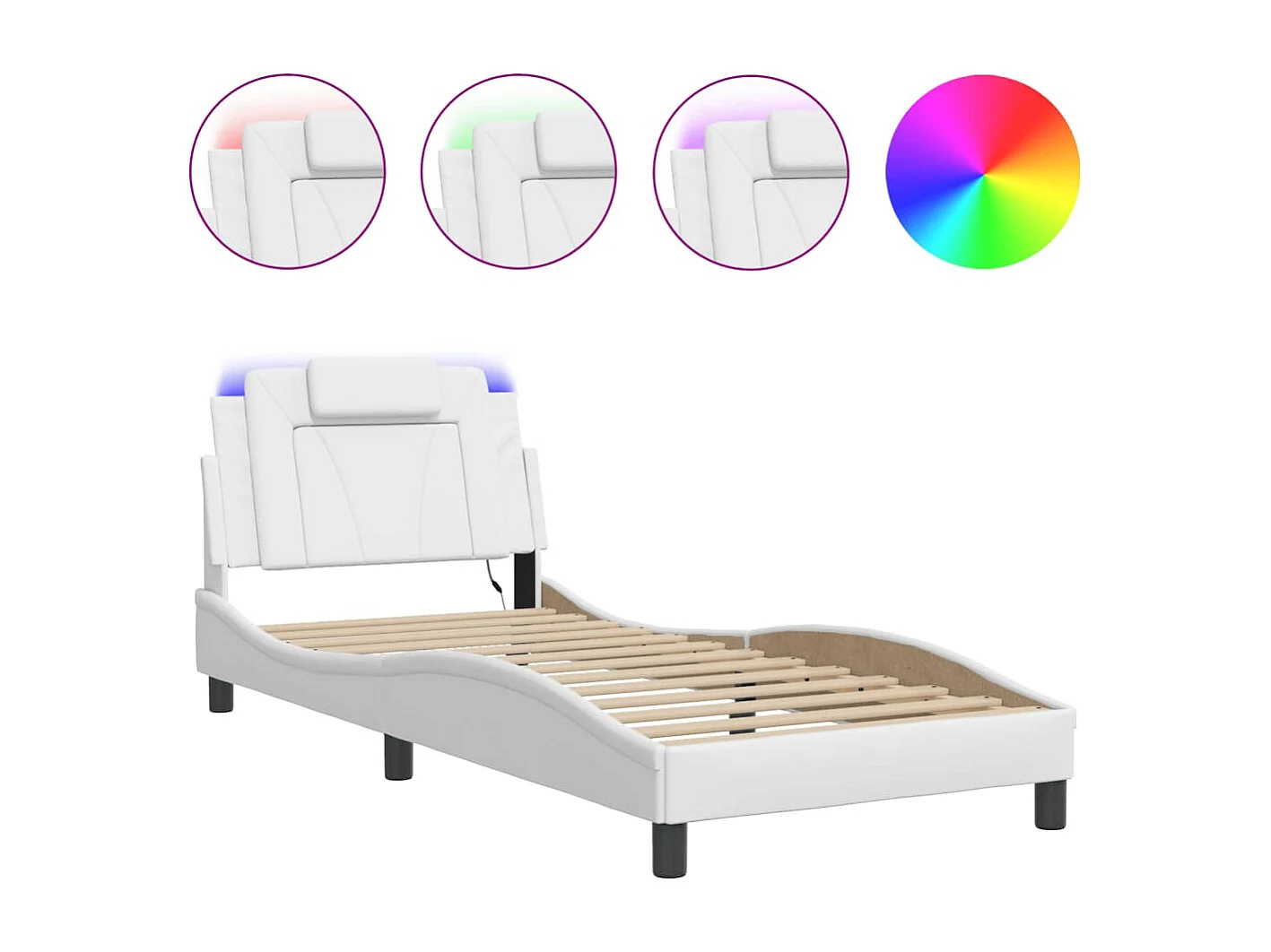 Bedframe "Viana" met LED zonder matras wit 90x190 cm