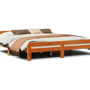 Bedframe zonder matras massief grenenhout wasbruin 180×200 cm Bedframe zonder matras massief grenenhout wasbruin 180×200 cm