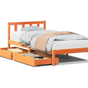 Bedframe zonder matras massief grenenhout wasbruin 100×200 cm Bedframe zonder matras massief grenenhout wasbruin 100×200 cm