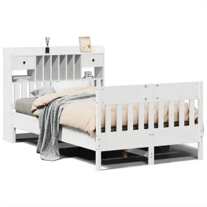 Bedframe zonder matras massief grenenhout wit 135×190 cm Bedframe zonder matras massief grenenhout wit 135×190 cm