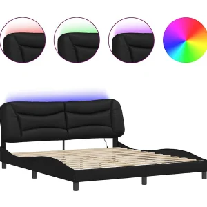 Bedframe met LED zonder matras "Hvar" zwart 180×200 cm Bedframe met LED zonder matras "Hvar" zwart 180×200 cm