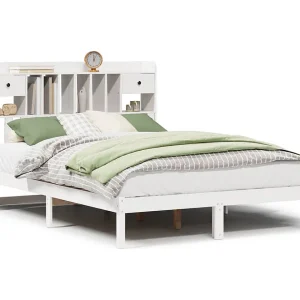 Bed met boekenkast zonder matras grenenhout wit 140×190 cm Bed met boekenkast zonder matras grenenhout wit 140×190 cm