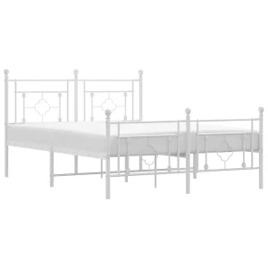 Bedframe met hoofd- en voeteneinde metaal wit 140×200 cm Bedframe met hoofd- en voeteneinde metaal wit 140×200 cm