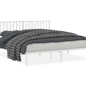 Bedframe met hoofdbord metaal wit 183×213 cm Bedframe met hoofdbord metaal wit 183×213 cm