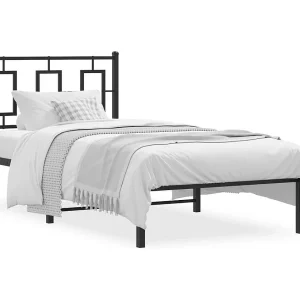 Bedframe met hoofdbord metaal zwart 90×190 cm Bedframe met hoofdbord metaal zwart 90×190 cm