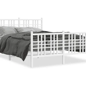 Bedframe met hoofd- en voeteneinde metaal wit 140×200 cm Bedframe met hoofd- en voeteneinde metaal wit 140×200 cm