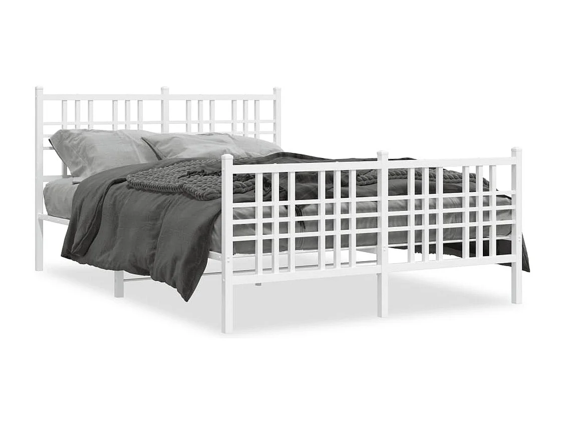Bedframe met hoofd- en voeteneinde metaal wit 140x200 cm