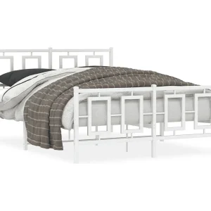 Bedframe met hoofd- en voeteneinde metaal wit 140×190 cm Bedframe met hoofd- en voeteneinde metaal wit 140×190 cm