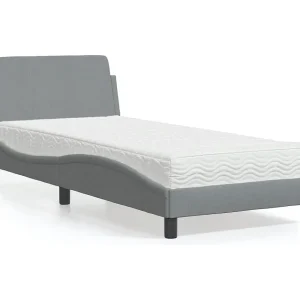 Bed met matras "Dover" stof lichtgrijs 90×190 cm Bed met matras "Dover" stof lichtgrijs 90×190 cm