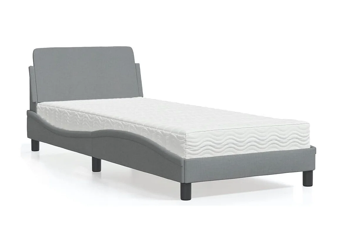 Bed met matras "Dover" stof lichtgrijs 90x190 cm