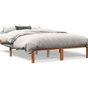 Bedframe zonder matras massief grenenhout wasbruin 135×190 cm Bedframe zonder matras massief grenenhout wasbruin 135×190 cm