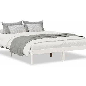 Bedframe extra lang zonder matras grenenhout wit 160×210 cm Bedframe extra lang zonder matras grenenhout wit 160×210 cm