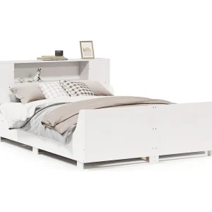 Bedframe zonder matras massief grenenhout wit 120×200 cm