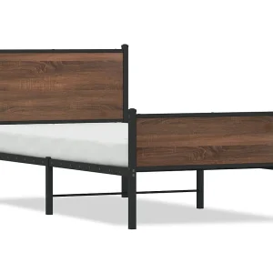 Bedframe zonder matras metaal bruin eikenkleurig 80×200 cm Bedframe zonder matras metaal bruin eikenkleurig 80×200 cm