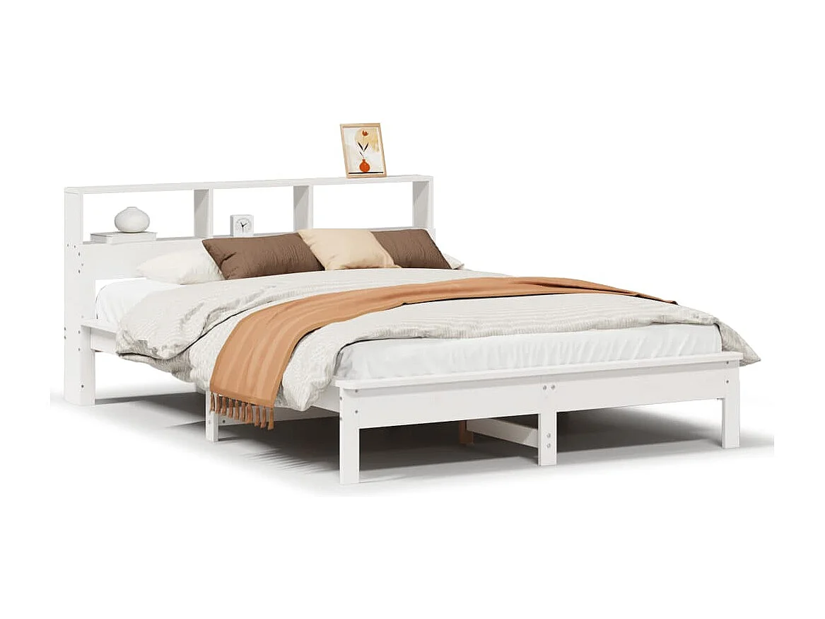 Bedframe zonder matras massief grenenhout wit 135x190 cm
