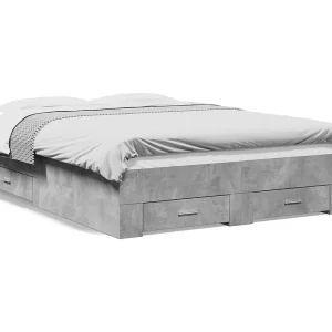 Bedframe met lades bewerkt hout betongrijs 120×190 cm Bedframe met lades bewerkt hout betongrijs 120×190 cm