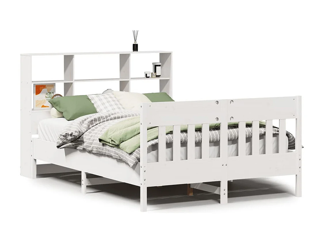 Bedframe zonder matras massief grenenhout wit 140x190 cm