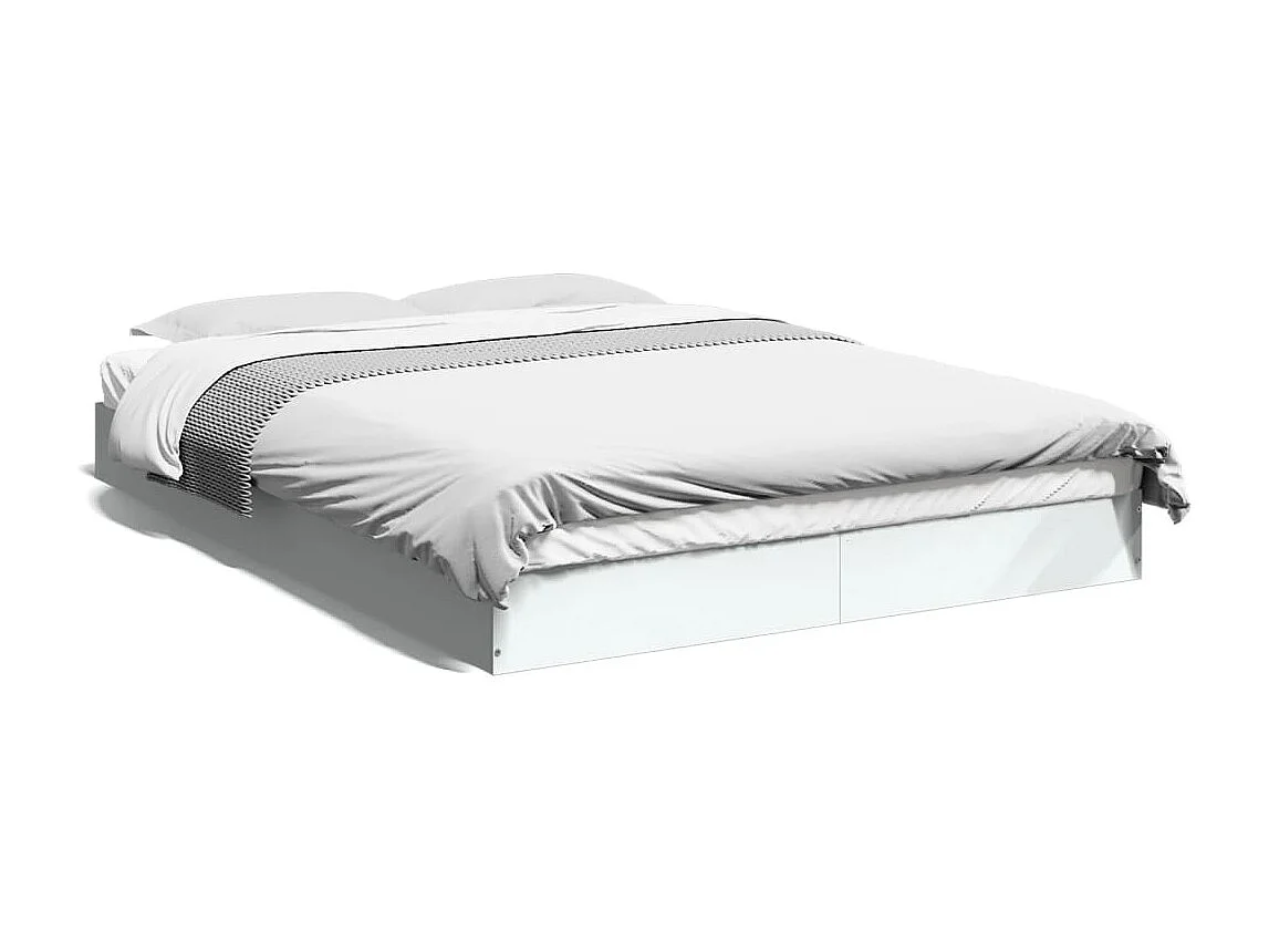 Bedframe bewerkt hout wit 135x190 cm