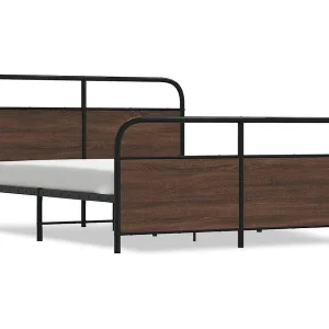 Bedframe zonder matras metaal bruin eikenkleurig 160×200 cm