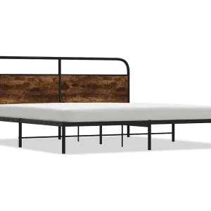 Bedframe zonder matras metaal gerookt eikenkleurig 193×203 cm Bedframe zonder matras metaal gerookt eikenkleurig 193×203 cm