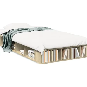 Bedframe bewerkt hout sonoma eikenkleurig 90×200 cm Bedframe bewerkt hout sonoma eikenkleurig 90×200 cm