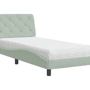 Bed met matras fluweel lichtgrijs 80×200 cm Bed met matras fluweel lichtgrijs 80×200 cm