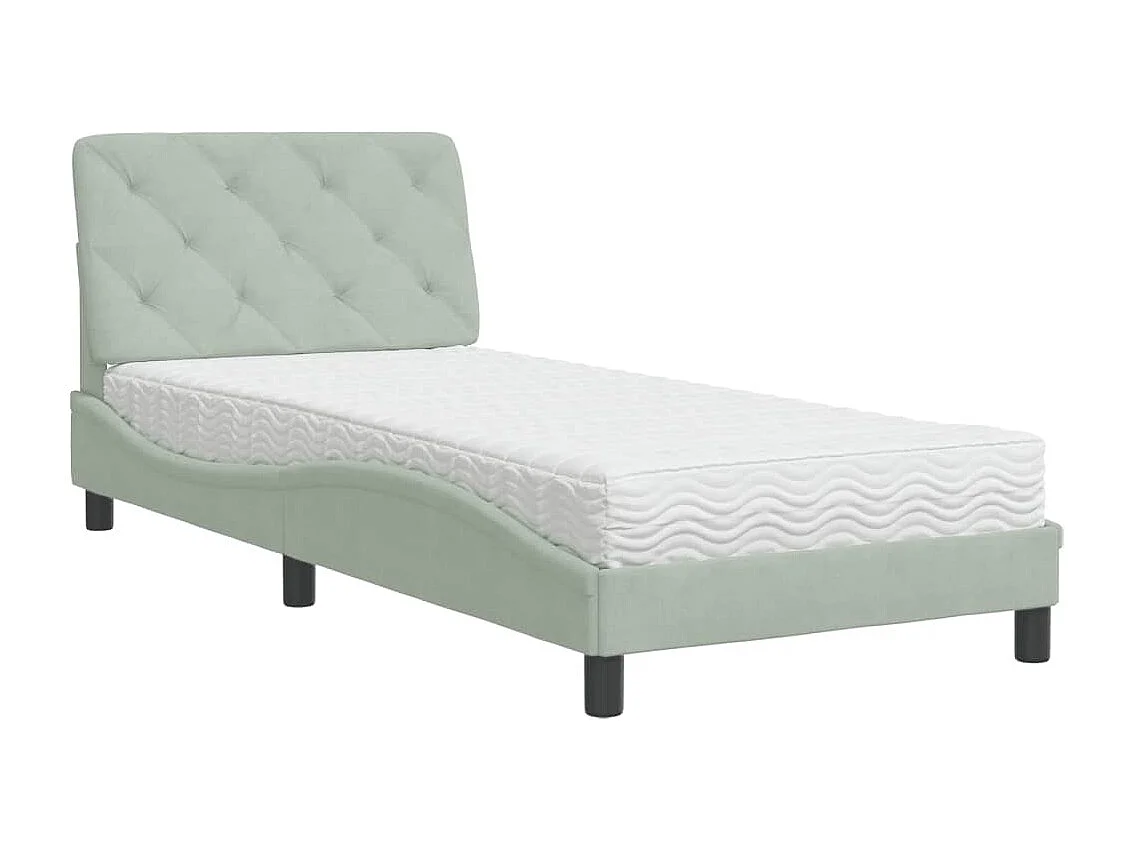 Bed met matras fluweel lichtgrijs 80x200 cm