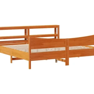Bedframe met hoofdbord massief grenenhout wasbruin 180×200 cm Bedframe met hoofdbord massief grenenhout wasbruin 180×200 cm