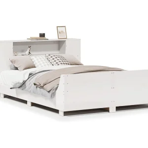 Bedframe zonder matras massief grenenhout wit 150×200 cm
