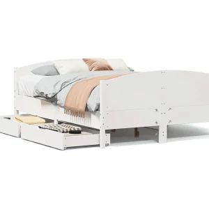 Bedframe zonder matras massief grenenhout wit 140×190 cm Bedframe zonder matras massief grenenhout wit 140×190 cm