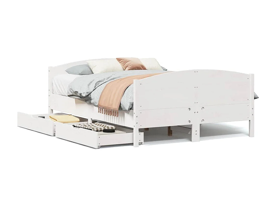 Bedframe zonder matras massief grenenhout wit 140x190 cm