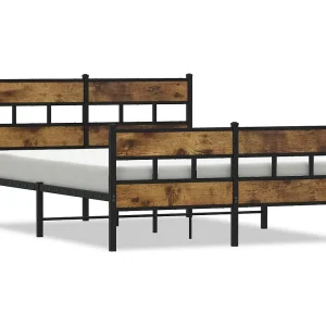 Bedframe zonder matras metaal gerookt eikenkleurig 160×200 cm Bedframe zonder matras metaal gerookt eikenkleurig 160×200 cm